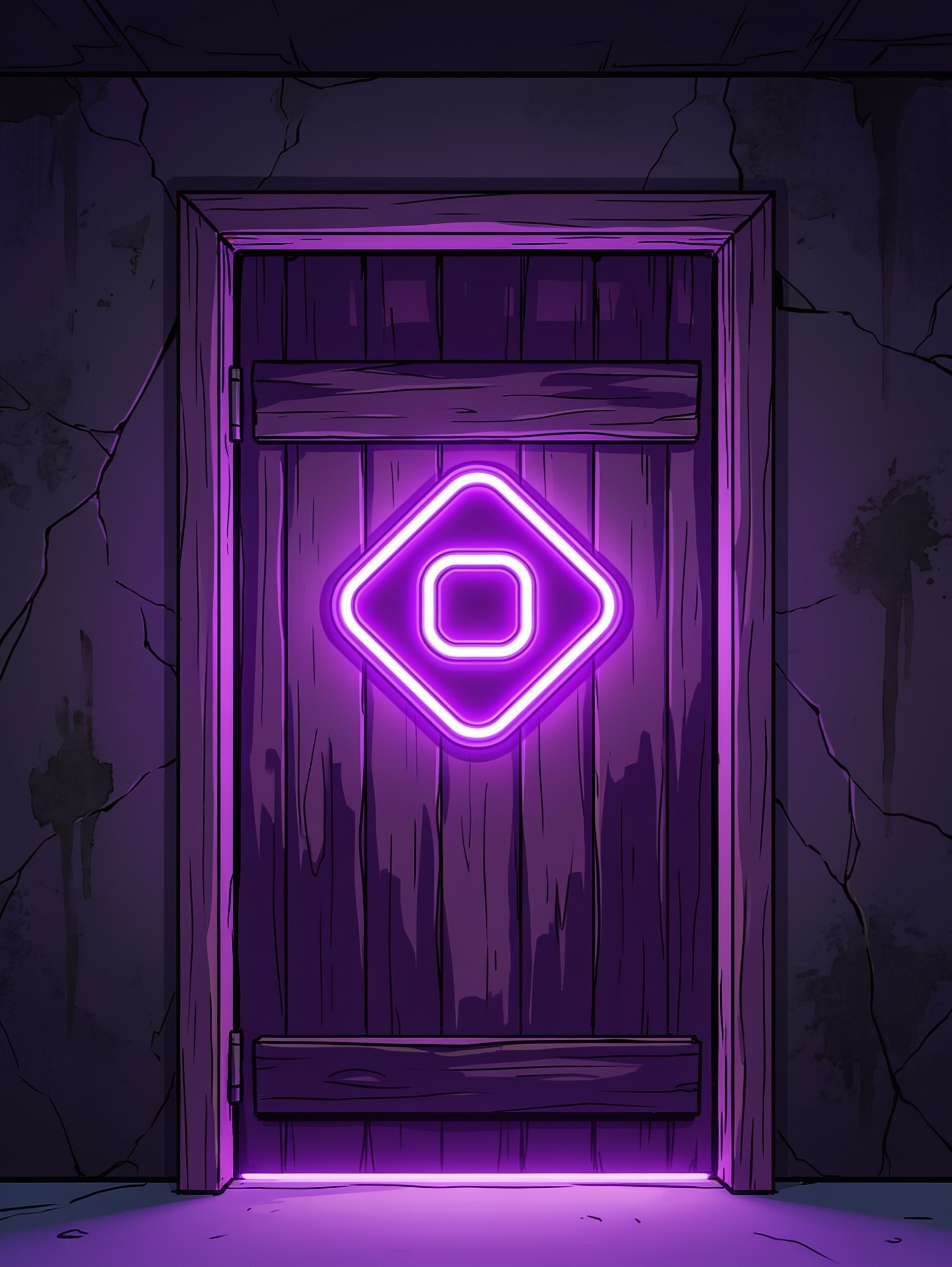 a suspicious purple door
